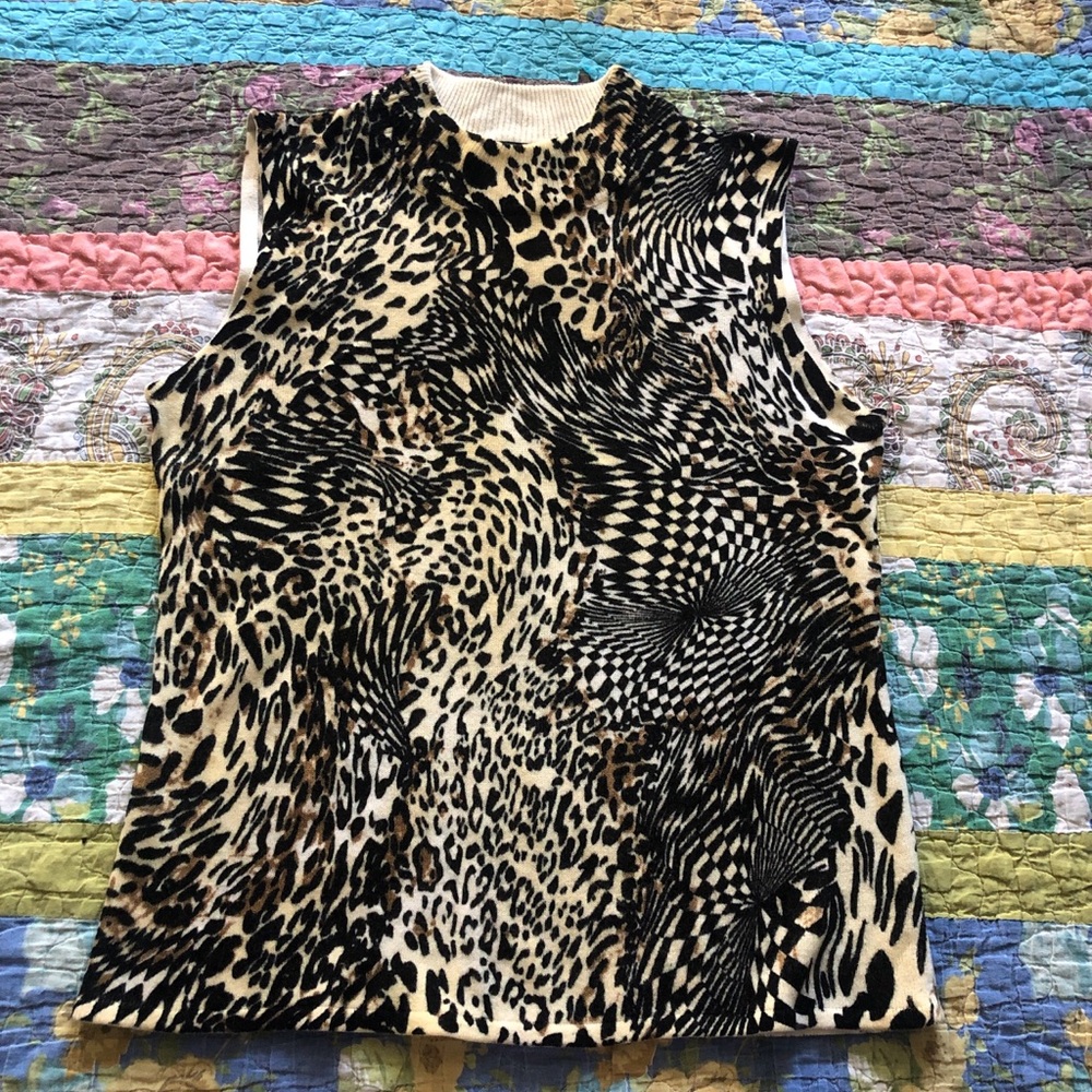 Leopard Optical Illusion Psychedelic Print Sleeve… - image 1